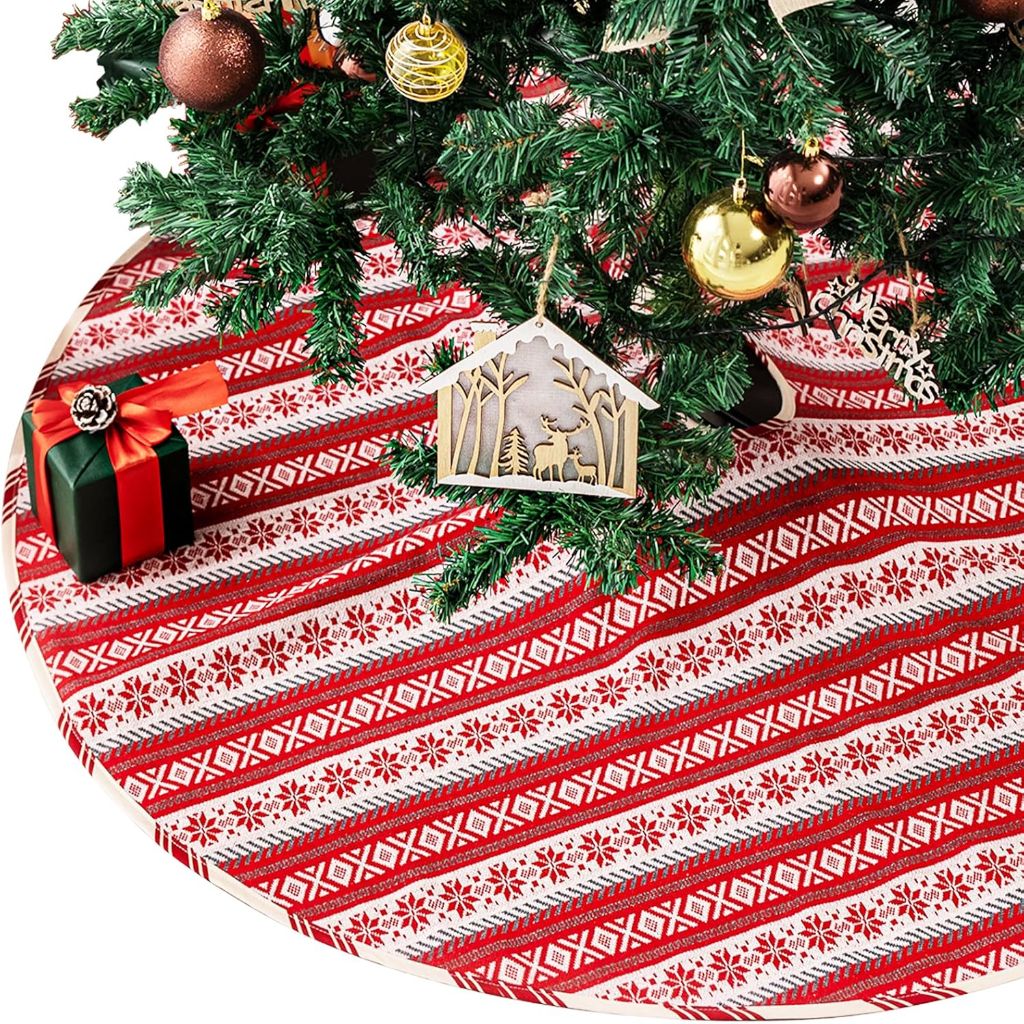 Knitted Snowflake Christmas Tree Skirt (36")