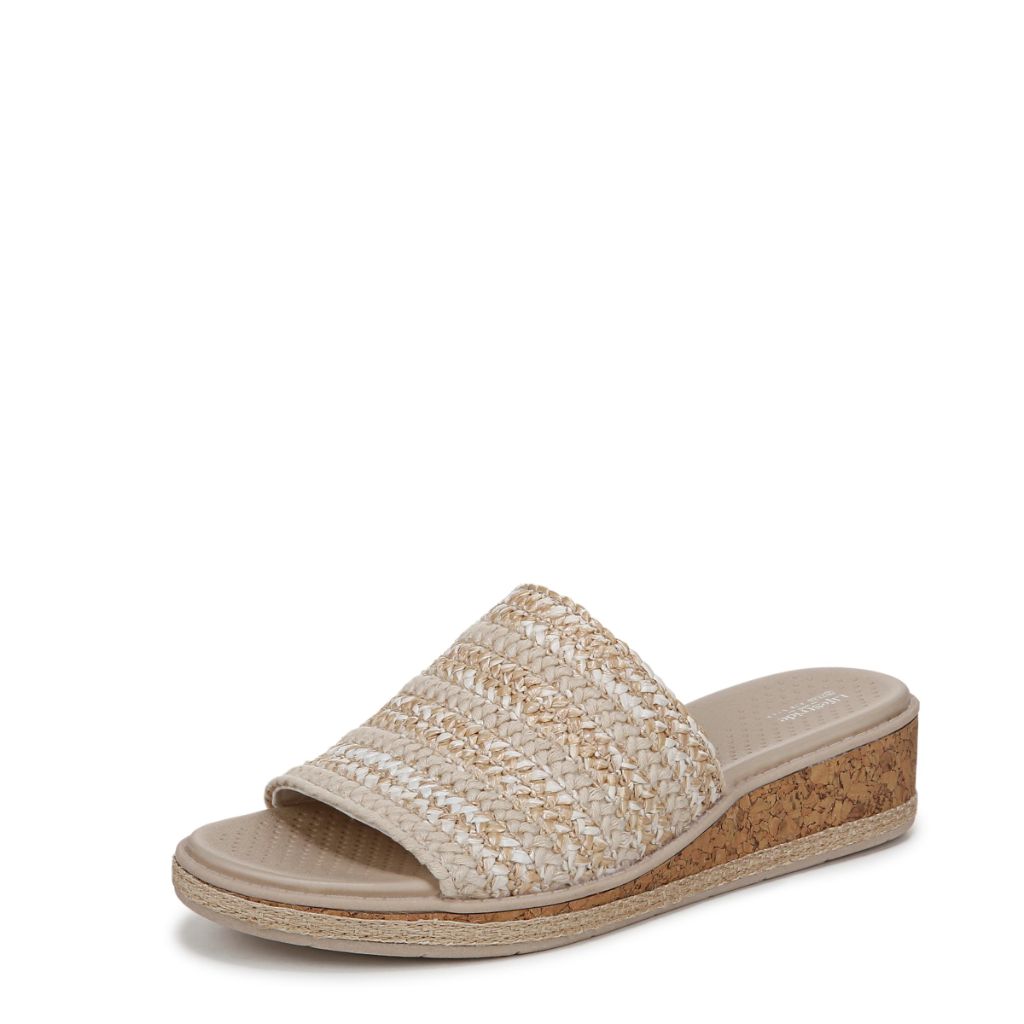BZees Womens Breezy Slide Sandal White Raffia 8.5 W