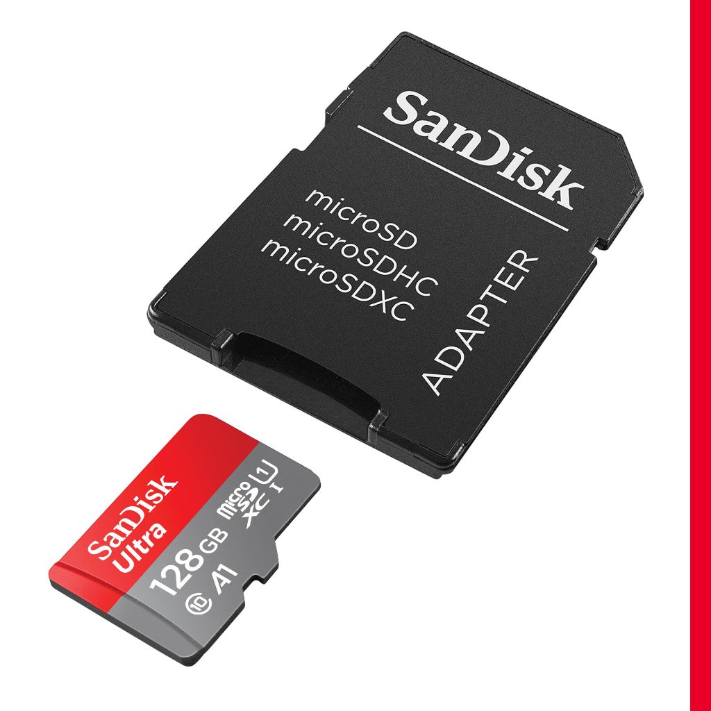 SANDISK 128GB Ultra microSDXC UHS-I Memory Card with Adapter - Up to 140MB/s, C10, U1, Full HD, A1, MicroSD Card - SDSQUAB-128G-GN6MA