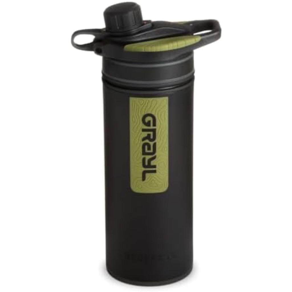 GRAYL GeoPress 24 oz Water Purifier Bottle - Filter for Hiking, Camping, Survival, Travel (Black Camo)