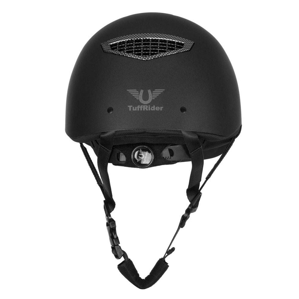 SZ L, TuffRider Starter Horse Riding Helmet with Carbon Fiber Print Grill -Black