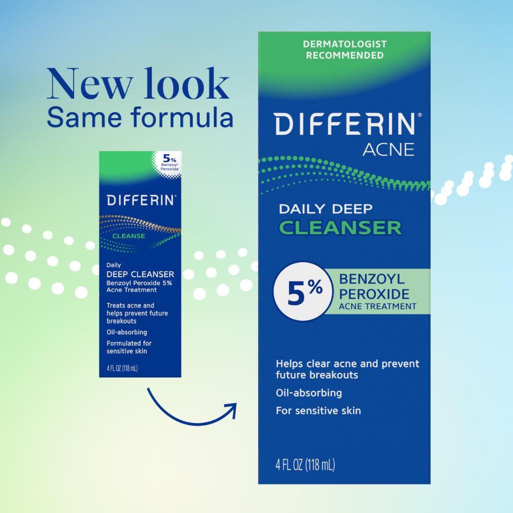 Differin Acne Face Wash with 5% Benzoyl Peroxide, 4 oz