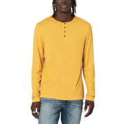 Buffalo David Bitton Men's Faded Kaduk Henley Long Sleeve T-Shirt - Scotch Yellow, XL
