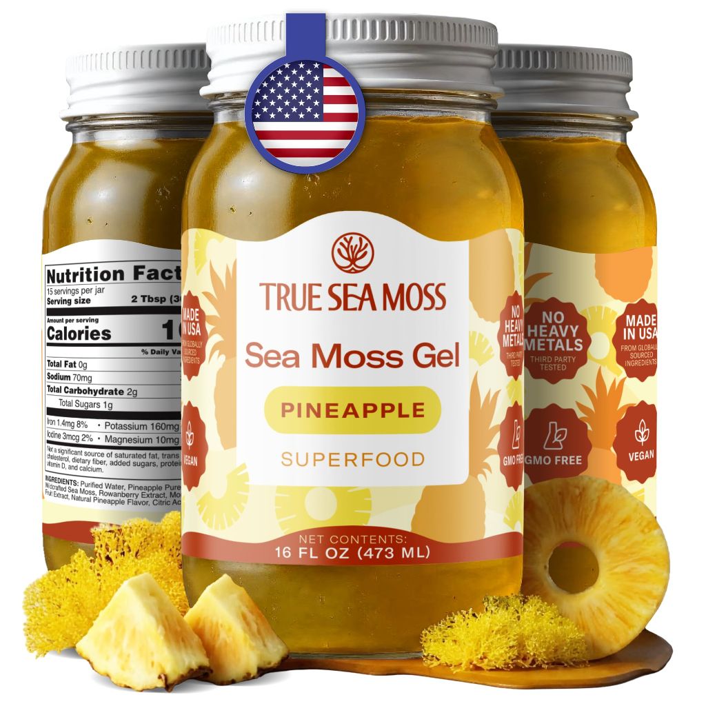 TrueSeaMoss Sea Moss Gel Superfood – Pineapple, 16 fl. oz.