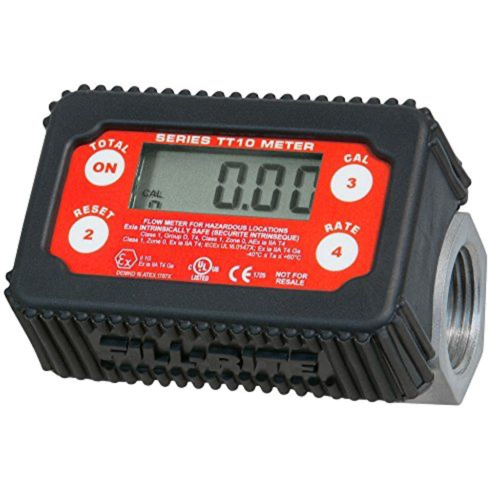 Fill-Rite Digital In-Line Fuel Transfer Meter, 1" Inlet/Outlet, 2-35 GPM - TT10N
