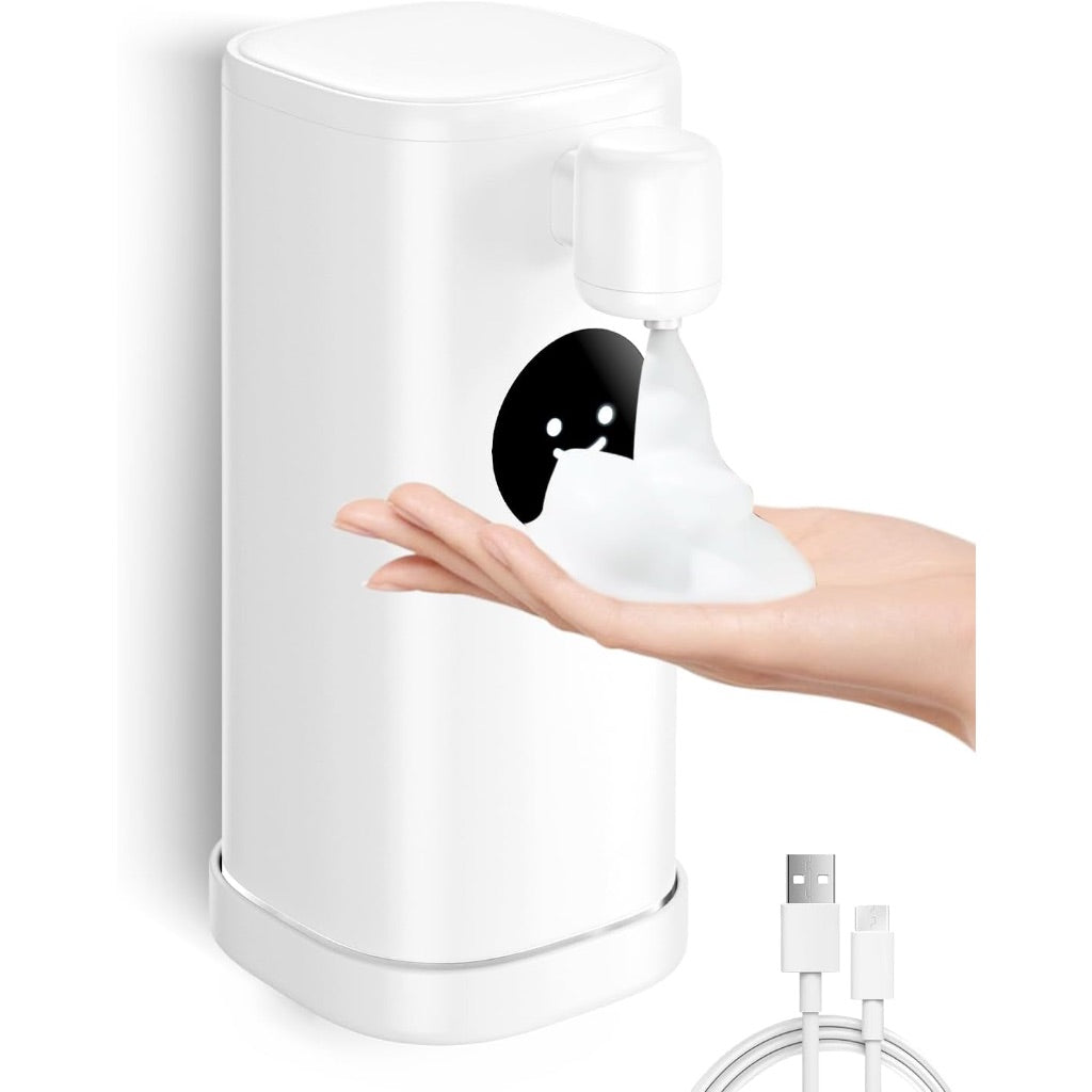 Automatic Foaming Hand Soap Dispenser IPX7, 20S Hand Washing Time Reminder, 10oz/300ml Rechargeable, Touchless for Home, Bathroom, School-White