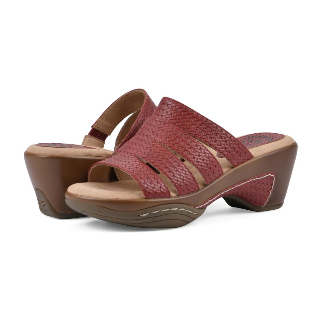 WHITE MOUNTAIN Women's Valora Strappy Clog Sandal, Red/Woven, 11 W