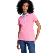 Tommy Hilfiger Women's Short Sleeve Polo, Peony, Large