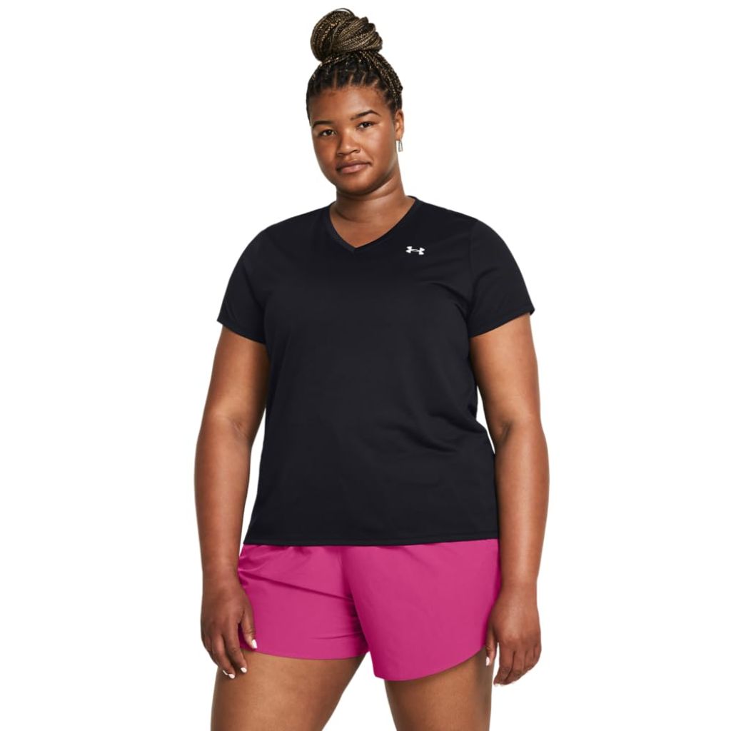 Under Armour Womens Tech Short Sleeve V Neck, Black - size XS