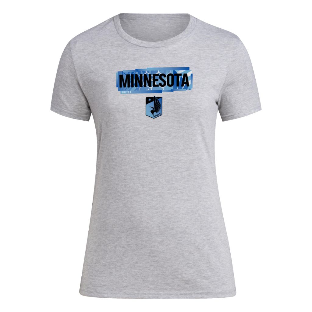 Adidas Women's Minnesota United FC Local Pop Short Sleeve Pre-game T-shirt, Medium Grey Heather, Large Tall
