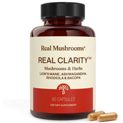Real Mushrooms RealClarity Capsules, Lion’s Mane, KSM-66 Ashwagandha, Rhodiola & Bacopa - 60ct