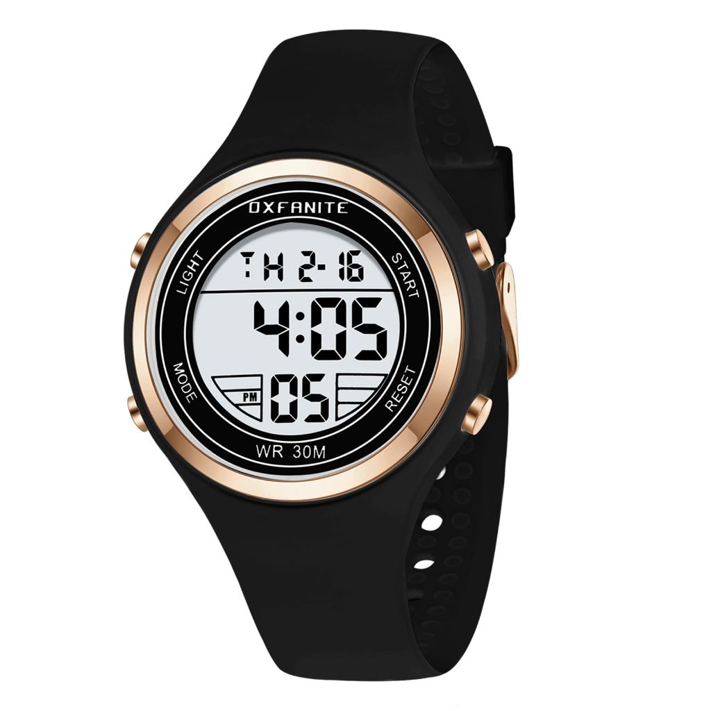 Dayllon Women's Waterproof Digital Sports Watch with Silicone Band - Black