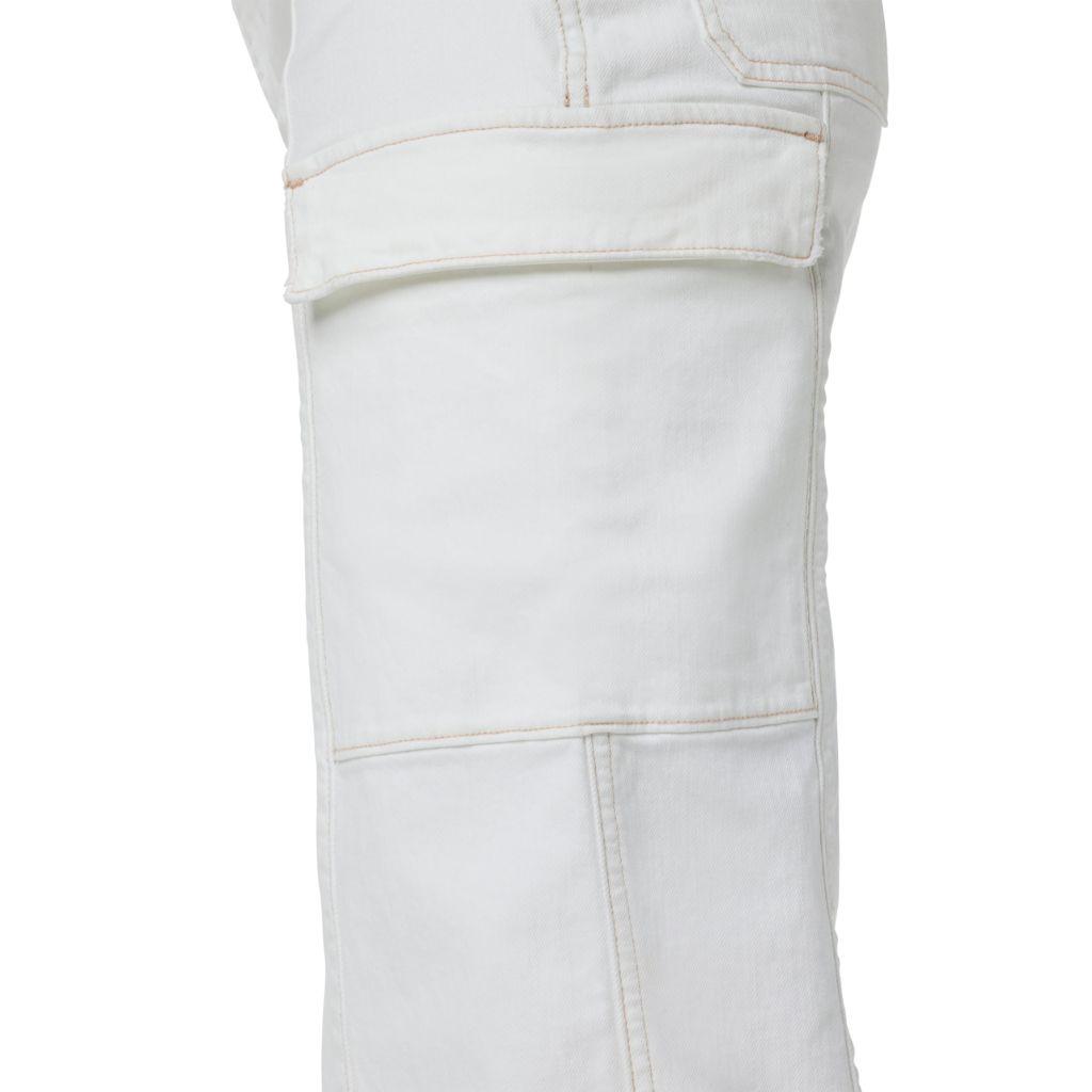 SZ 25, HUDSON Women's Utility Wide Leg Cargo Maternity, White