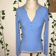 Aéropostale Buttery Soft Long Sleeve Henley, Della Robbia Blue, XL