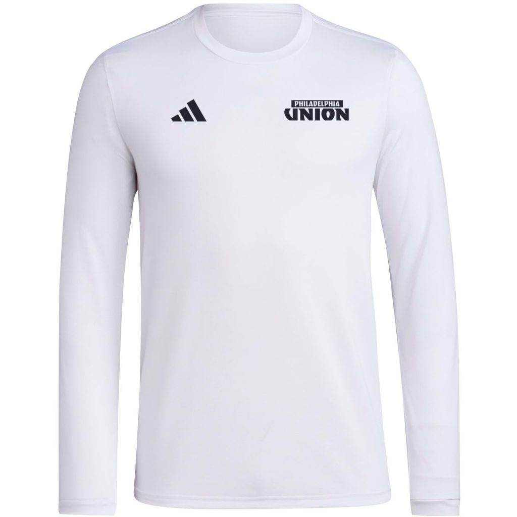 adidas Men's MLS Soccer Pre-Game Long Sleeve Soccer T-Shirt - Philadelphia Union, White (Large)