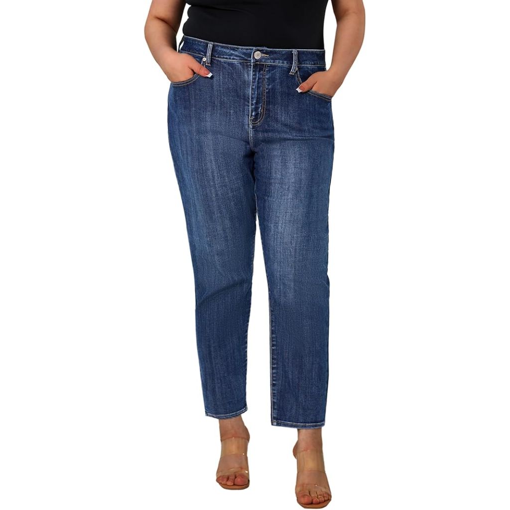 Women's Plus Size High Waisted Tummy Control Skinny Jeans - Blue, Size 14