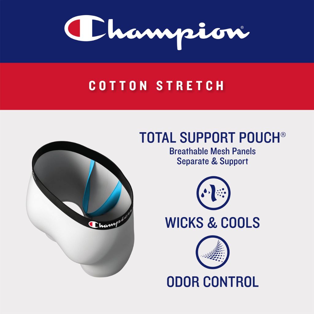 Champion Men's Total Support Pouch Boxer Briefs - Black, Medium (4 Pair)