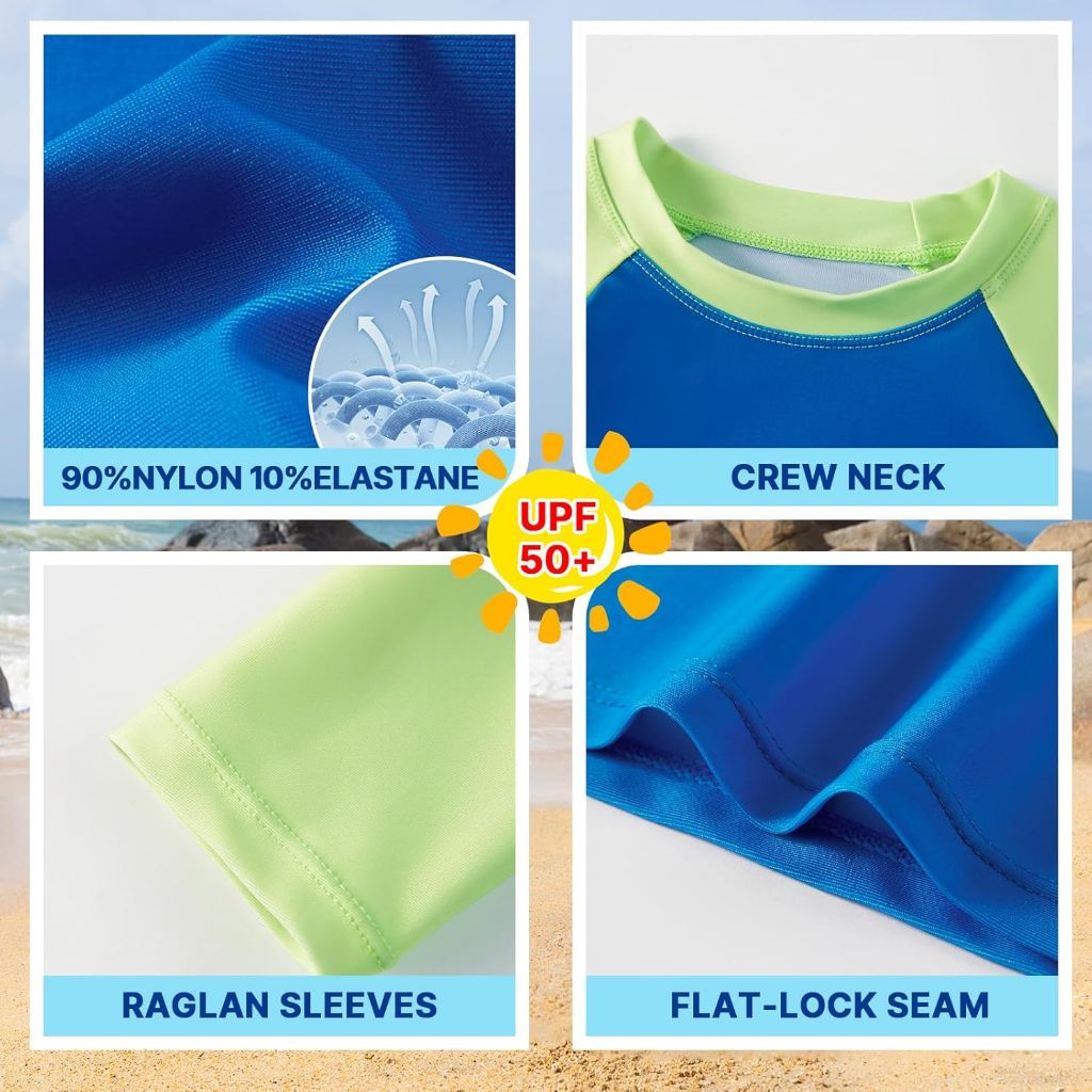 Angel season Rash Guard for Boys UPF 50+ Swim Shirt Long Sleeve Bathing Suit Summer UV Protection Sun Shirts Rashgurad 4T