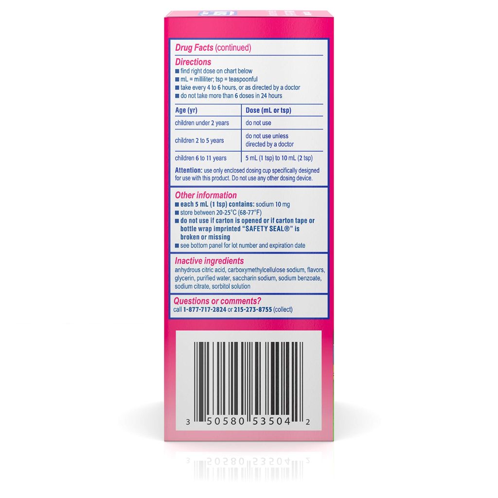 Children’s Benadryl Antihistamine Allergy Relief, Dye-Free Liquid, Bubble Gum Flavored - 4 fl. oz.