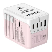 FATYER Universal Travel Adapter, 120w GaN International Plug Adapter - Pink