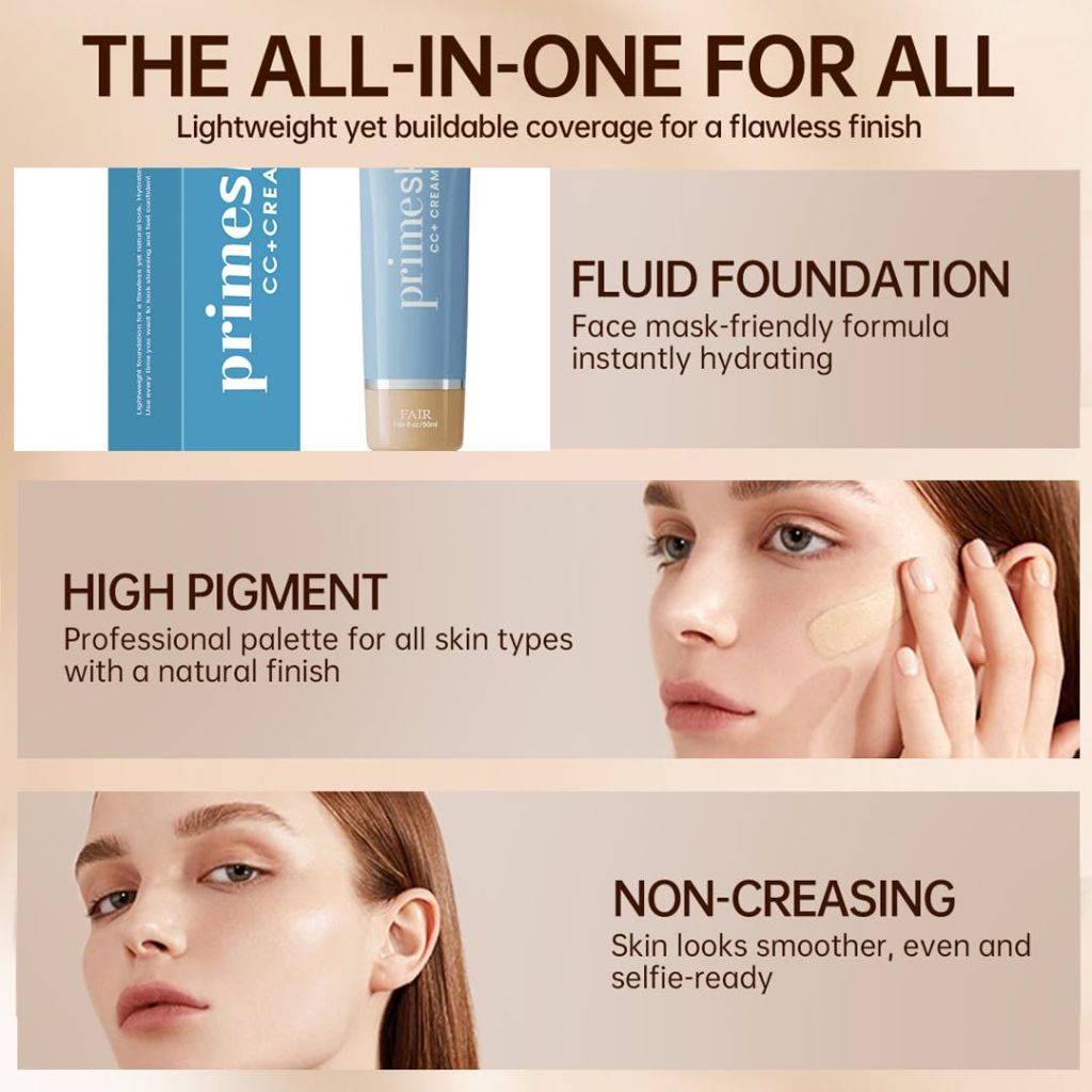 Primeskin Korean Cc Cream, Self Adjusting for Mature Skin, 1.69 Fl Oz/50ml (RICH)