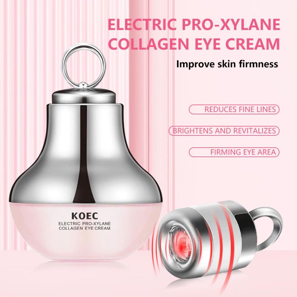 KOEC Electric Pro-Xylane Collagen Eye Cream for Dark Circles and Puffiness Firming Eye Cream with Electric Massage