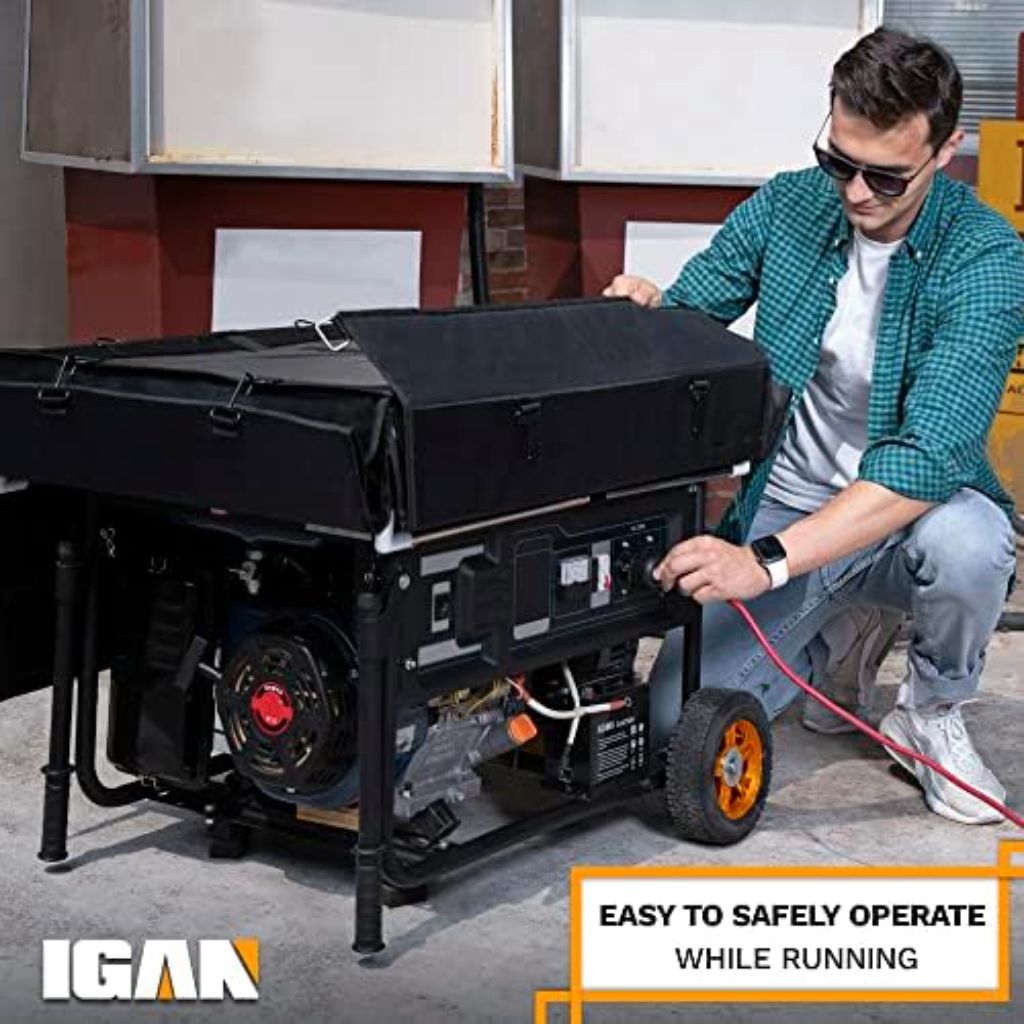 IGAN Generator Cover While Running for most 3500w-12000w Generators - Ultra Heavy Duty, Black