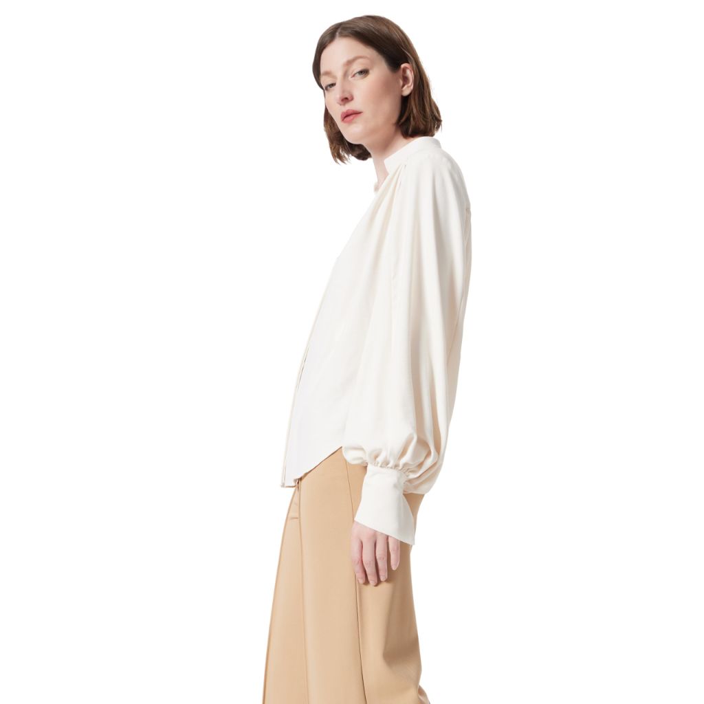 DO by Dee Ocleppo Women's Jane Long Sleeve Blouse Cream, SZ XS