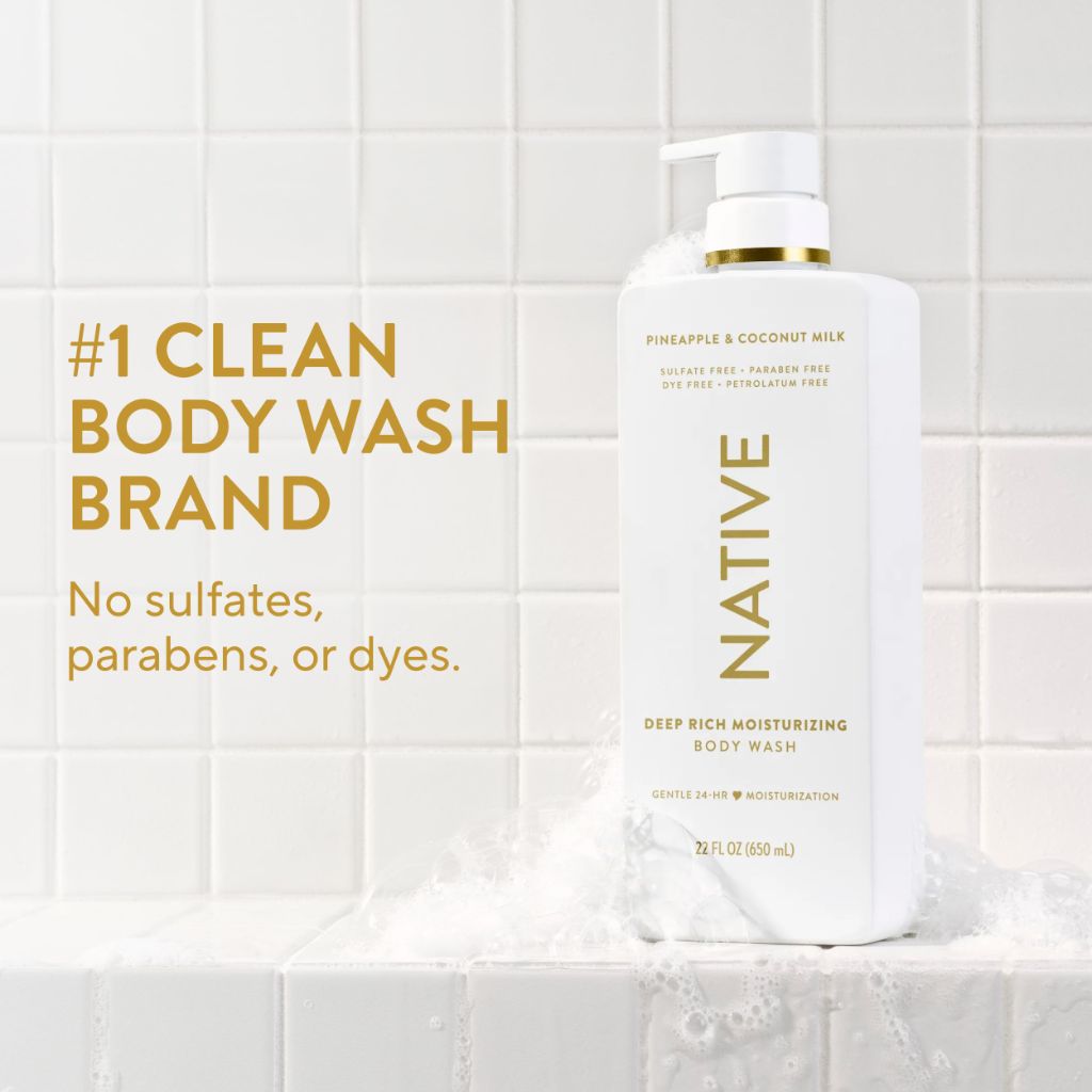 Native Moisturizing Body Wash, Pineapple & Coconut Milk, 24-Hour 22 oz