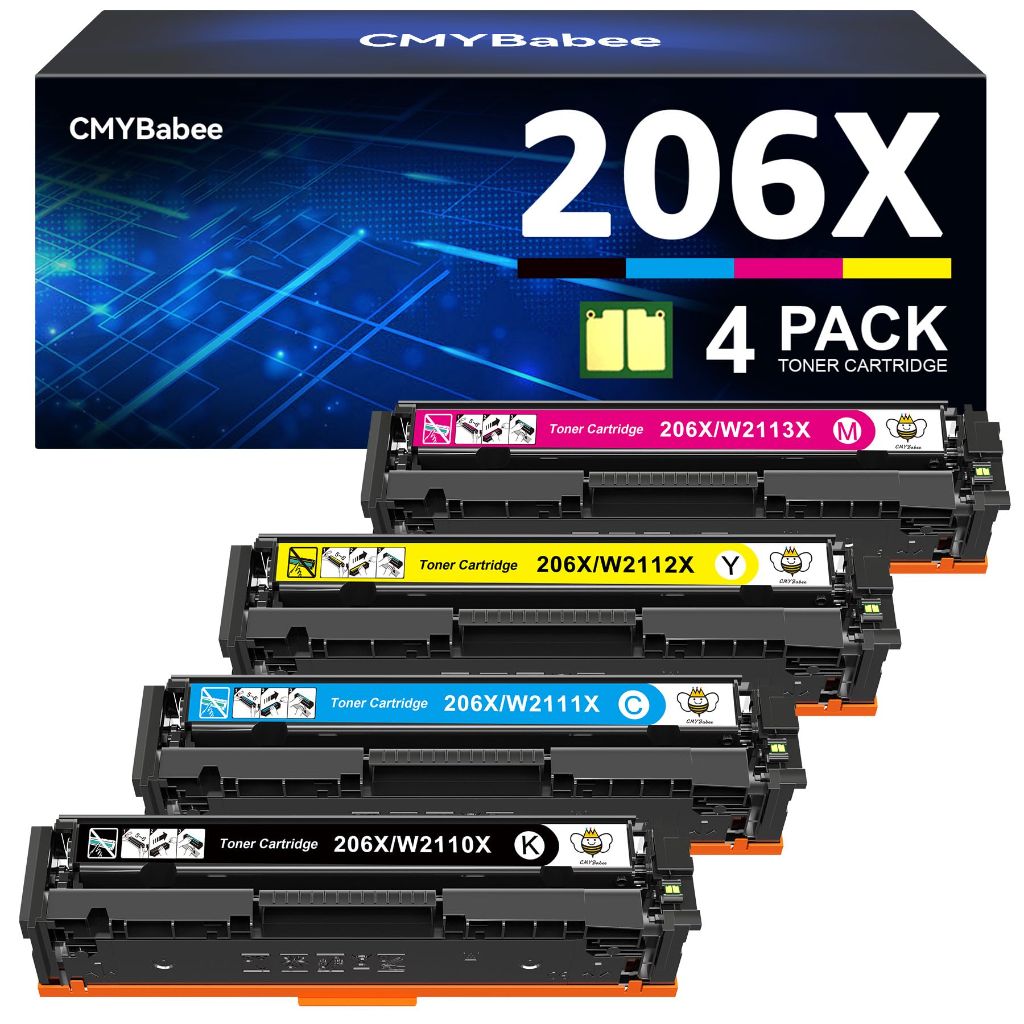 CMYBabee Compatible Toner Cartridge Replacement for HP 206X 206A for Color LaserJet Pro (BCMY, 4-Pack)
