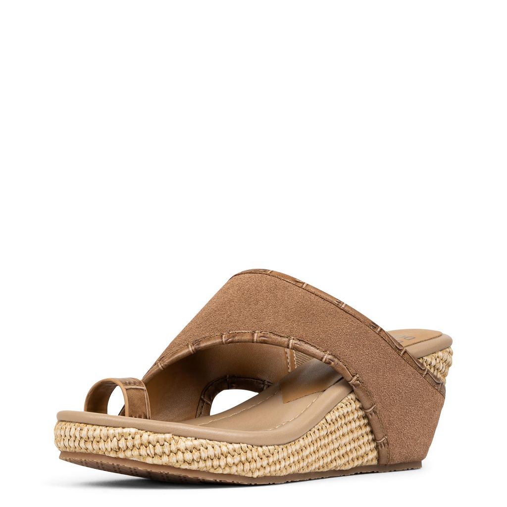 Donald Pliner Women's Gyer Wedge Sandals, Size 8.5 in Tobacco Suede, Comfortable, Cute, & Classy Slip-On Heeled Dress Sandals for Women, Casual Ladies Beach Shoes for Everyday, Errands, Events