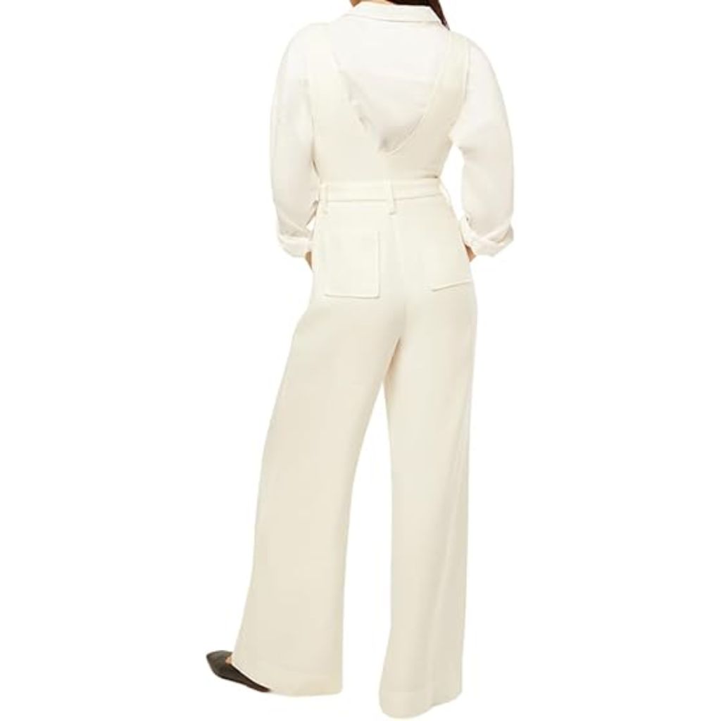 WeWoreWhat Women's Deep V Flare Overalls - White, Size 25