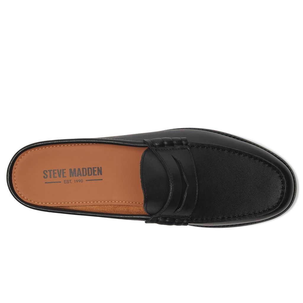 SZ 8.5, Steve Madden Mens ABBOTT Slipper Moc, Black Leather