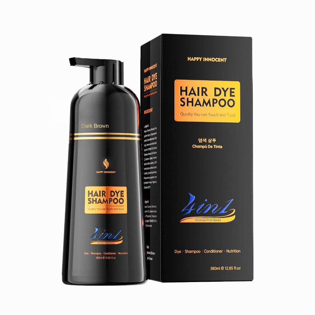 Happy Innocent Hair Color Shampoo for Gray Hair - Hair Dye Shampoo (Dark Brown)