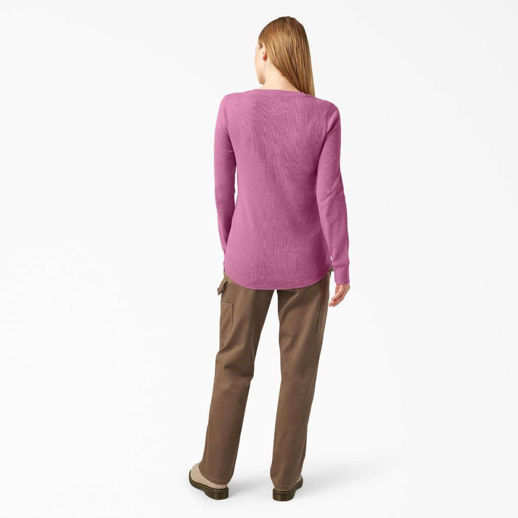 Dickies Women's Thermal Long Sleeve Shirt Pink, Small
