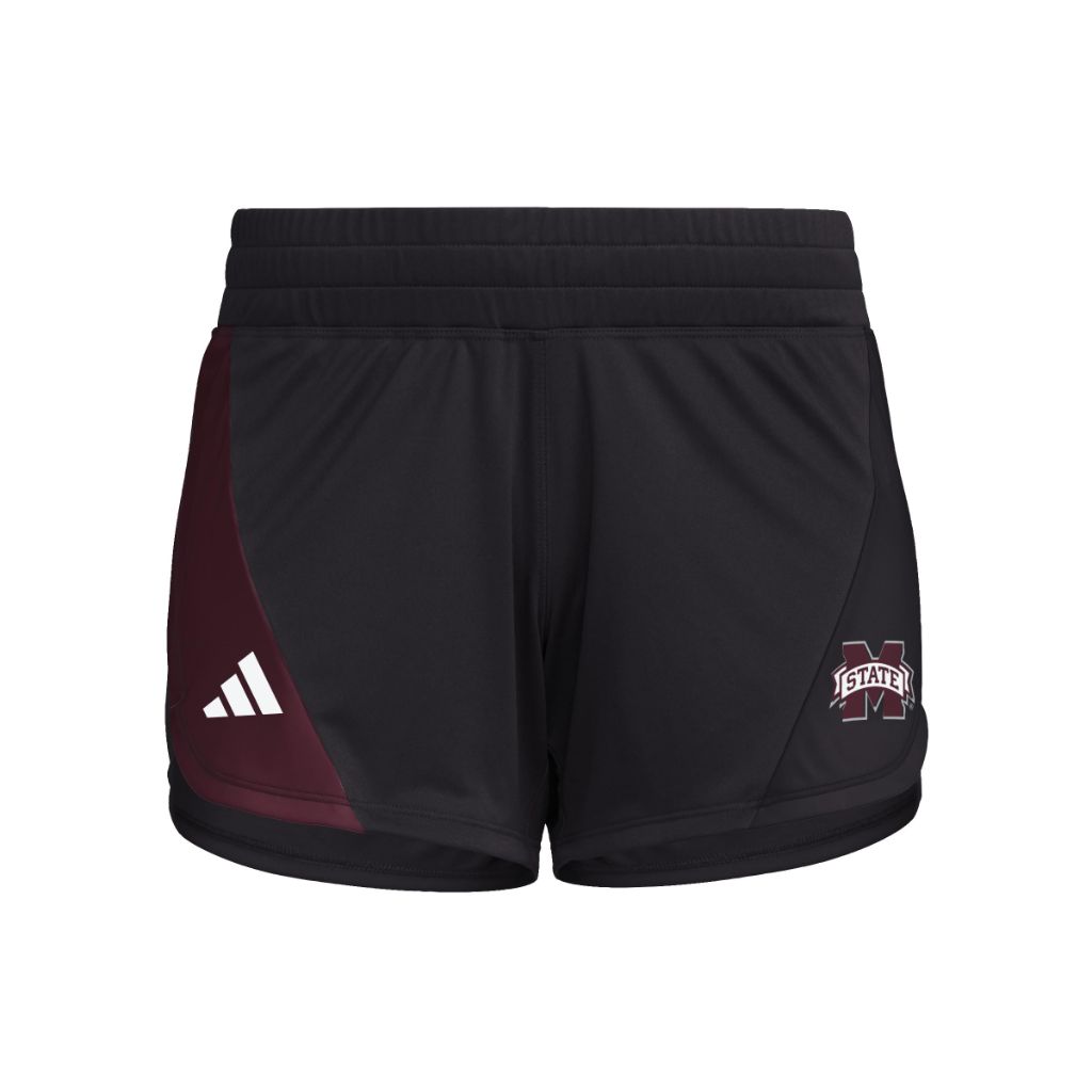 Adidas Women's D4T Woven Mississippi State University Training Shorts, Black/Team Maroon/White/Mississippi State University, Small/5" Inseam