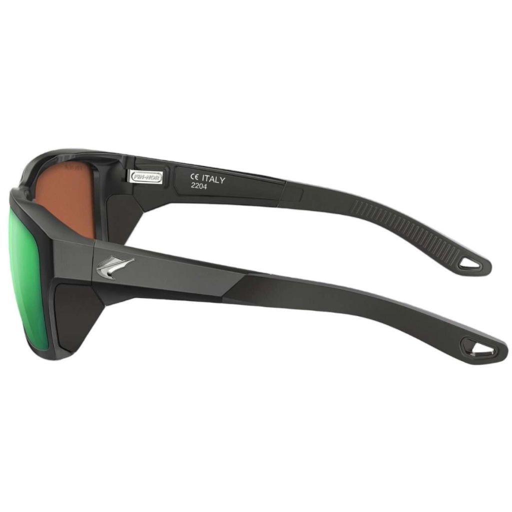 Fin-Nor Rum Line Sunglasses - Matte Black Frame/Green Mirror Copper PC Lens