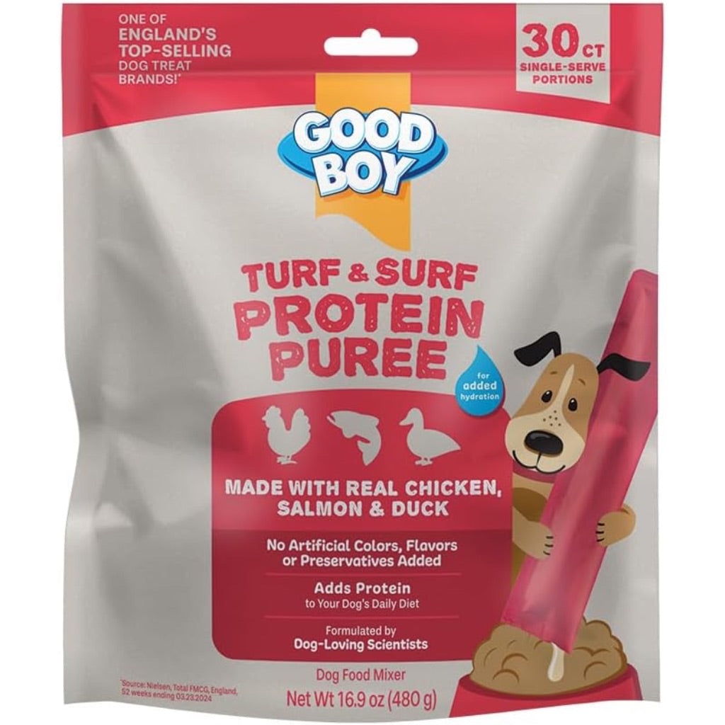 Good Boy Turf & Surf Protein Purees Dog Food Mixers for Adult Dogs, 30 Count