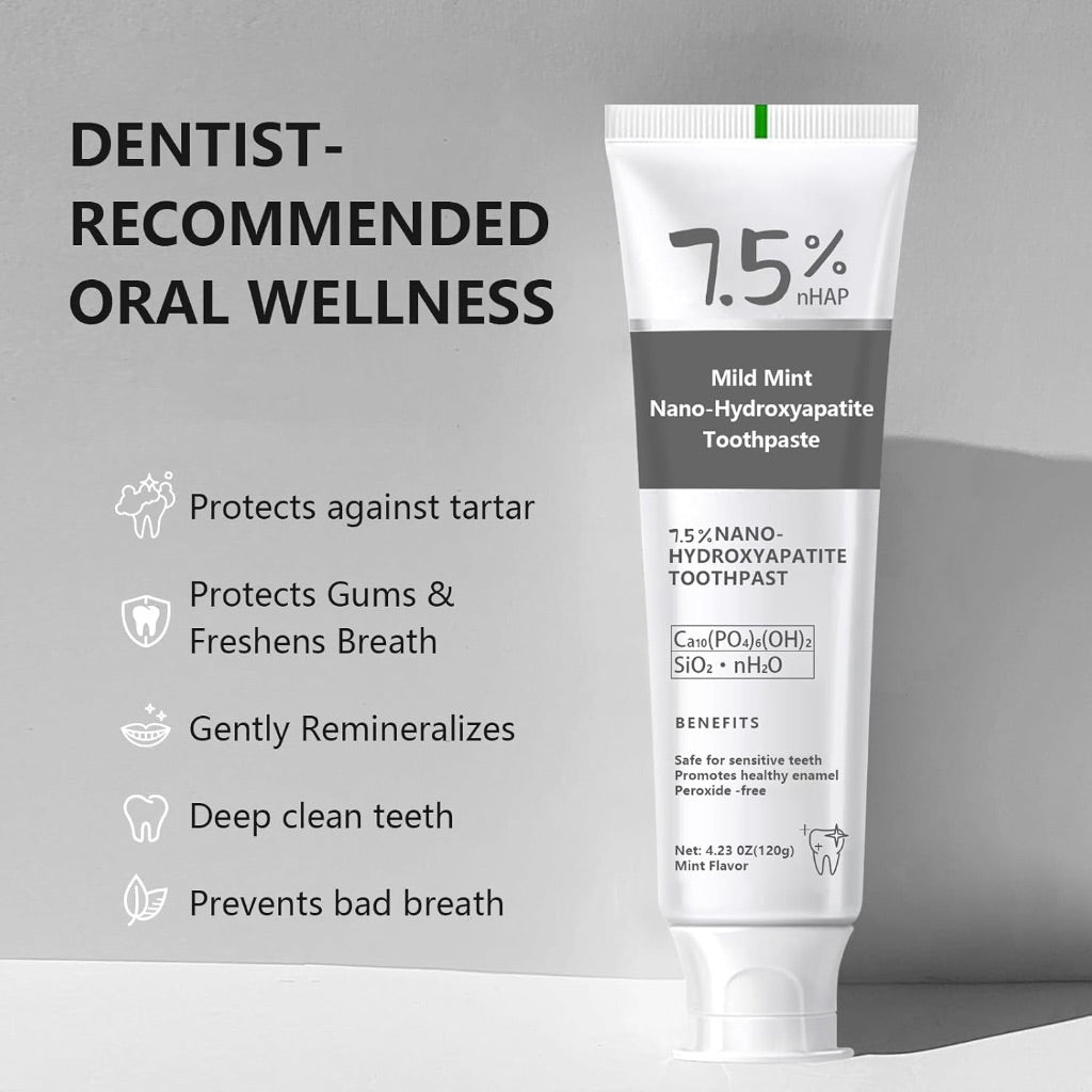 7.5% Hydroxyapatite Toothpaste for Advanced Enamel Protection for Sensitive Teeth - Fresh Mint, 4.23oz (2 Pack)