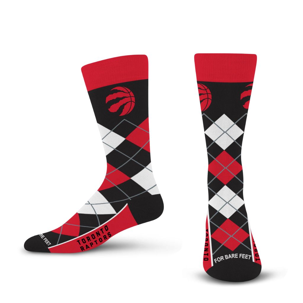 SZ OSFM For Bare Feet NBA TORONTO RAPTORS Argyle Remix Premium Dress Sock Team Color