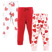 Hudson Baby Infant Girl Cotton Pants and Leggings, Valentine Hearts, 3-6 Months