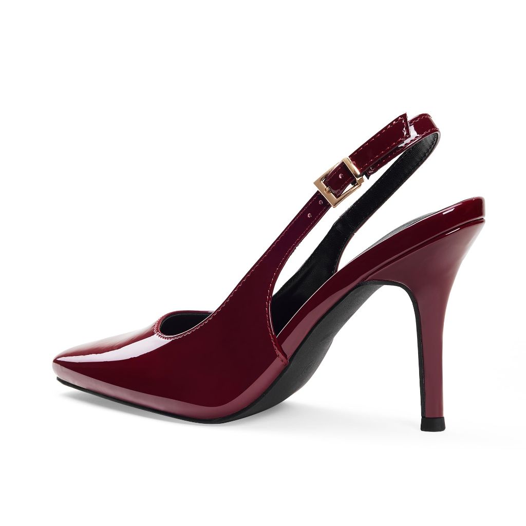 Elisabet Tang Women's Slingback High Heels, Red Wine Patent - Size 9