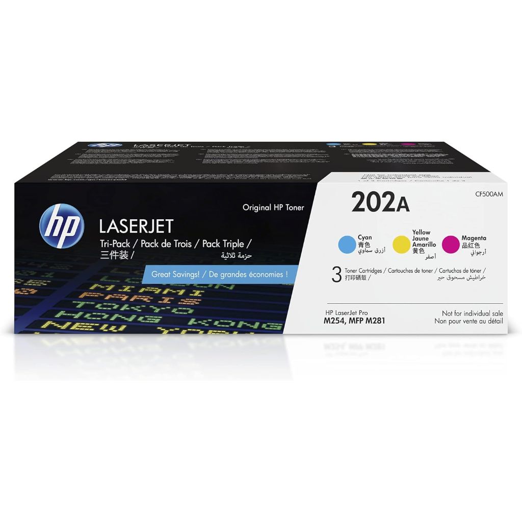 HP 202A Cyan, Magenta, Yellow Toner Cartridges Printers (3-Pack)