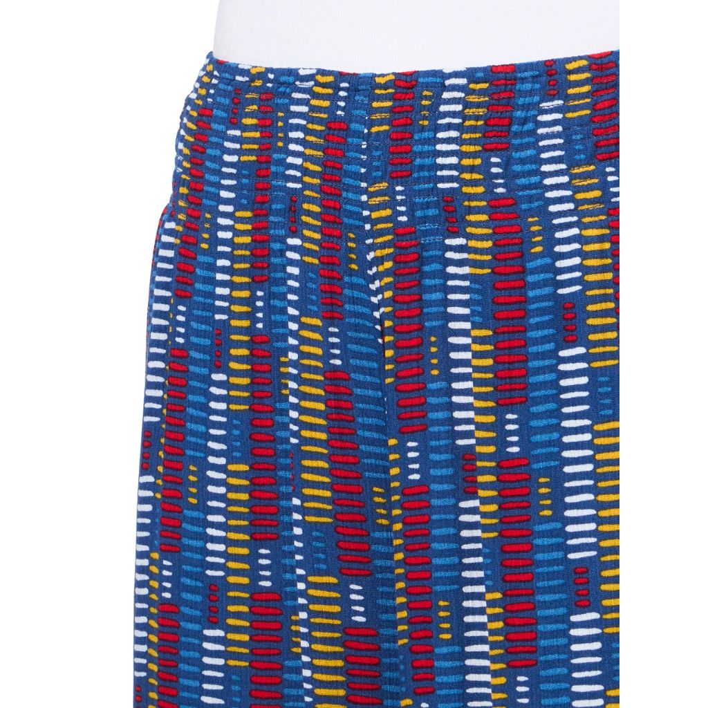 SLIM-SATION Elastic Shirred Waist Pull On Wide Leg Crop Pant, Stripe Multi