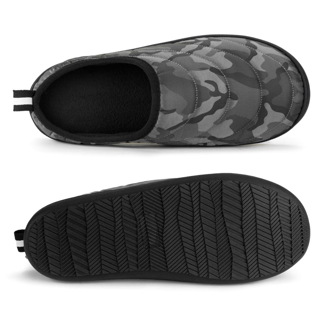 SZ 9-10M RockDove Men’s Trail-Therm Quilted Memory Foam Slippers, Anti-Slip Rubber Sole | Urban Camo