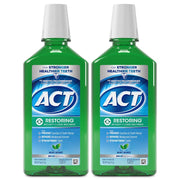 ACT Restoring Anticavity Fluoride Mouthwash with Zero Alcohol, Repairs Enamel & Strengthens Teeth, Mint Burst, 33.8 fl. oz., 2 pk