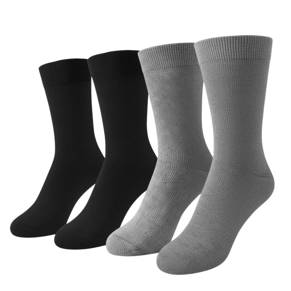Heat Logic Men's Moisture Wicking Thermal Crew Socks - Gray/Black, One Size (2 Pair)