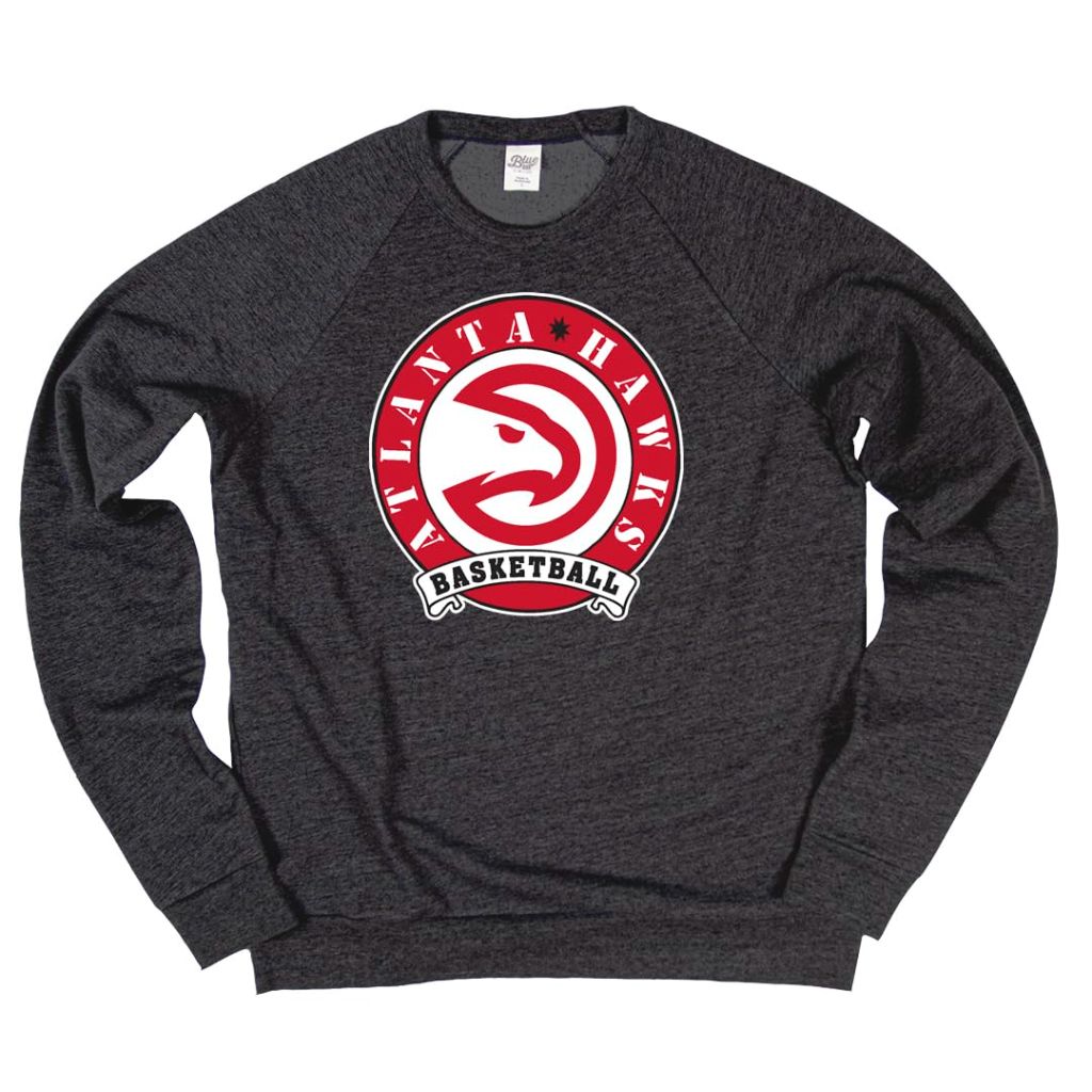 Atlanta Hawks NBA Officially Licensed Tri-Blend Crewneck Sweatshirt Black, Medium