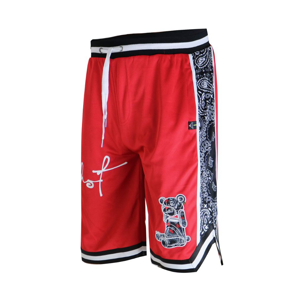 SZ S, SCREENSHOT-SS1122 Men's Premium Hip-Hop Urban Streetwear Fashion Basketball Mesh Shorts | Red