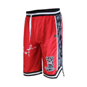 SZ S, SCREENSHOT-SS1122 Men's Premium Hip-Hop Urban Streetwear Fashion Basketball Mesh Shorts | Red